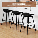 Set of 2 Swivel Barstools Faux Leather Upholstered Backless with Footrest