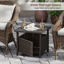 Outdoor Side Table with 1.93" Umbrella Hole All-Weather PE Wicker Patio Umbrella Table-Brown