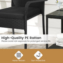 3 Piece Patio Furniture Set with Seat Cushions and Tempered Glass Tabletop