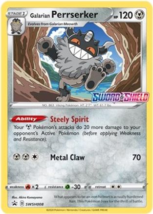 Galarian Perrserker (Prerelease) SWSH008/307 - SWSH Sword & Shield Promo Cards Holofoil