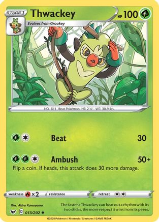 Thwackey () 013/202 - SWSH01 Sword & Shield Base Set Reverse Holofoil