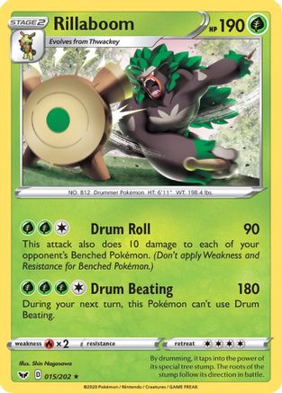 Rillaboom () 015/202 - SWSH01 Sword & Shield Base Set Reverse Holofoil