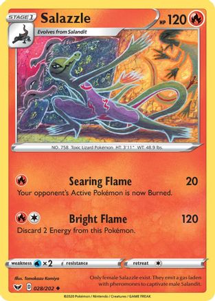 Salazzle 028/202 - SWSH01 Sword & Shield Base Set Reverse Holofoil