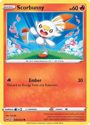 Scorbunny () 030/202 - SWSH01 Sword & Shield Base Set Reverse Holofoil