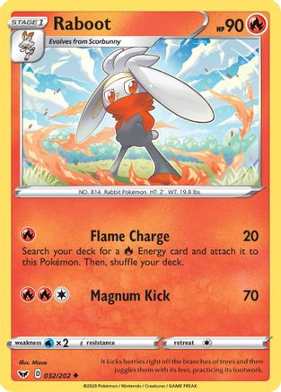 Raboot () 032/202 - SWSH01 Sword & Shield Base Set Reverse Holofoil
