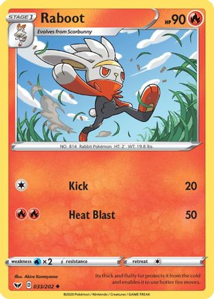 Raboot () 033/202 - SWSH01 Sword & Shield Base Set Reverse Holofoil