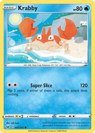 Krabby () 043/202 - SWSH01 Sword & Shield Base Set Reverse Holofoil