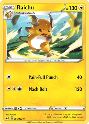 Raichu 066/202 - SWSH01 Sword & Shield Base Set Reverse Holofoil