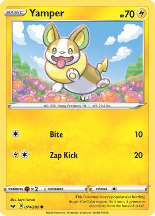Yamper () 074/202 - SWSH01 Sword & Shield Base Set Reverse Holofoil