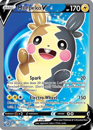 Morpeko V (Full Art) 190/202 - SWSH01 Sword & Shield Base Set Holofoil