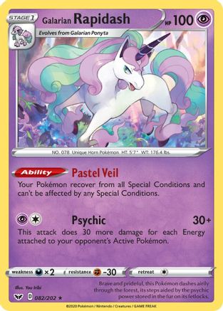 Galarian Rapidash 082/202 - SWSH01 Sword & Shield Base Set Reverse Holofoil