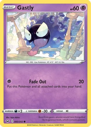 Gastly 083/202 - SWSH01 Sword & Shield Base Set Reverse Holofoil