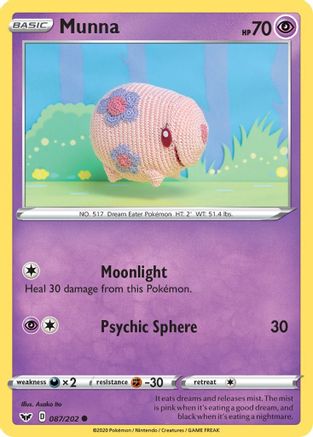Munna 087/202 - SWSH01 Sword & Shield Base Set Reverse Holofoil