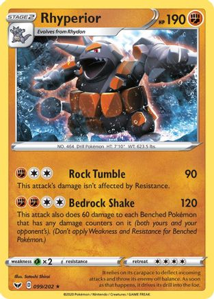 Rhyperior 099/202 - SWSH01 Sword & Shield Base Set Reverse Holofoil