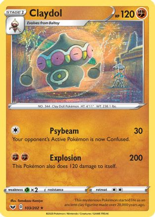 Claydol 103/202 - SWSH01 Sword & Shield Base Set Reverse Holofoil