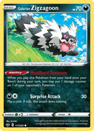 Galarian Zigzagoon 117/202 - SWSH01 Sword & Shield Base Set Reverse Holofoil