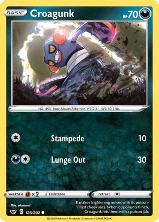 Croagunk 123/202 - SWSH01 Sword & Shield Base Set Reverse Holofoil