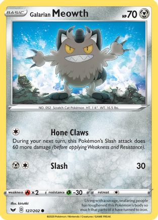 Galarian Meowth 127/202 - SWSH01 Sword & Shield Base Set Reverse Holofoil