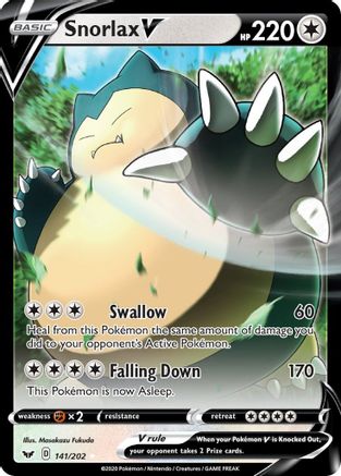 Snorlax V 141/202 - SWSH01 Sword & Shield Base Set Holofoil