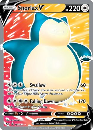 Snorlax V (Full Art) 197/202 - SWSH01 Sword & Shield Base Set Holofoil