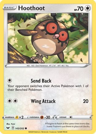 Hoothoot 143/202 - SWSH01 Sword & Shield Base Set Reverse Holofoil