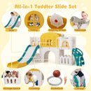 All-in-1 Toddler Slide Playset Playground with Tunnel and Ladder and Basketball