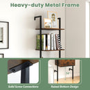 5-Tier Ladder Bookcase with Drawer and Metal Frame for Study Home Office-Rustic Brown
