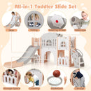 All-in-1 Toddler Slide Playset Playground with Tunnel and Ladder and Basketball