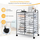 20 Drawers Storage Rolling Cart Studio Organizer-Transparent