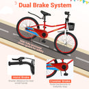 20 Inch Kids Bike Adjustable with Kickstand and Storage Basket for Aged 8+ Years