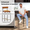 26 Inch Upholstered Bar Stools Set of 2 Counter Height Bar Chairs with Backrest