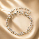 925 Sterling Silver Plated White Gold Adjustable Bracelet for Women
