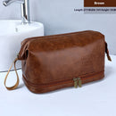 PU Men's British Style Double Layer Toiletry Bag