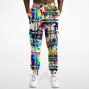 Psychedelic Rave Glitch Tiles Rainbow Plaid Unisex Cargo Joggers (Fleece Lined)