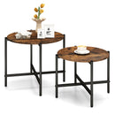 Round Coffee Table Set of 2 with Heavy-Duty Metal Frame