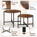 Round Coffee Table Set of 2 with Heavy-Duty Metal Frame