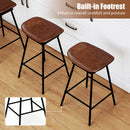 Set of 2 Swivel Barstools Faux Leather Upholstered Backless with Footrest