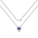 0.55 Carat Genuine Tanzanite and White Topaz .925 Sterling Silver Necklace