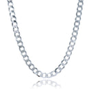 Rhodium Plated 7.9mm Sterling Silver Curb Style Chain
