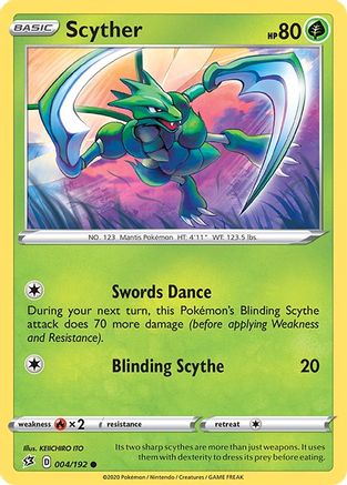 Scyther 004/192 - SWSH02 Rebel Clash Reverse Holofoil