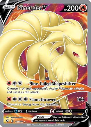 Ninetales V (Full Art) 177/192 - SWSH02 Rebel Clash Holofoil