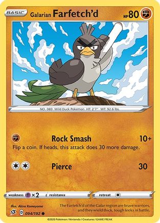 Galarian Farfetch'd 094/192 - SWSH02 Rebel Clash Reverse Holofoil