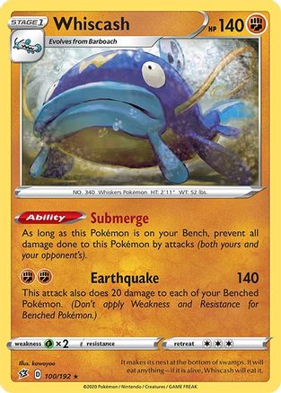 Whiscash 100/192 - SWSH02 Rebel Clash Reverse Holofoil
