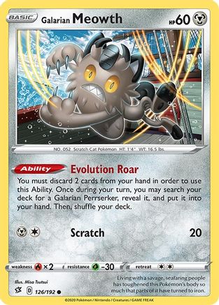 Galarian Meowth 126/192 - SWSH02 Rebel Clash Reverse Holofoil