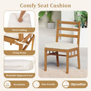 Outdoor Wooden Dining Chair Set of 4 with Padded Seat Cushions-White