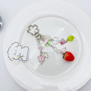 Cute Strawberry Beaded Pendant Keychain