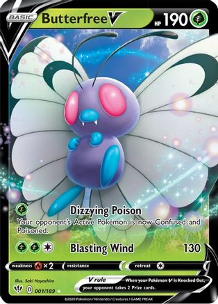 Butterfree V 001/189 - SWSH03 Darkness Ablaze Holofoil