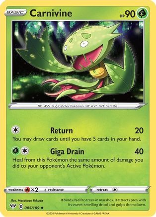 Carnivine 005/189 - SWSH03 Darkness Ablaze Reverse Holofoil