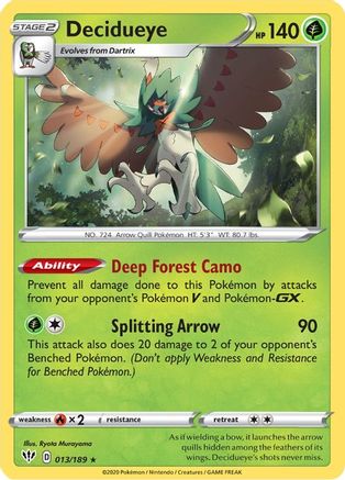 Decidueye 013/189 - SWSH03 Darkness Ablaze Reverse Holofoil