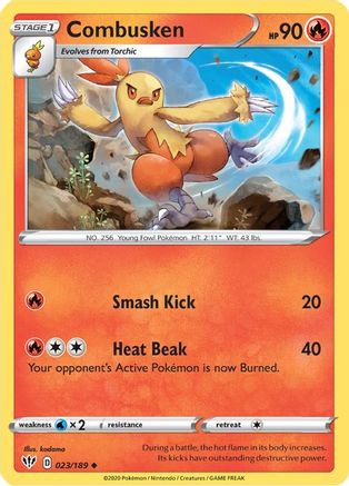 Combusken 023/189 - SWSH03 Darkness Ablaze Reverse Holofoil